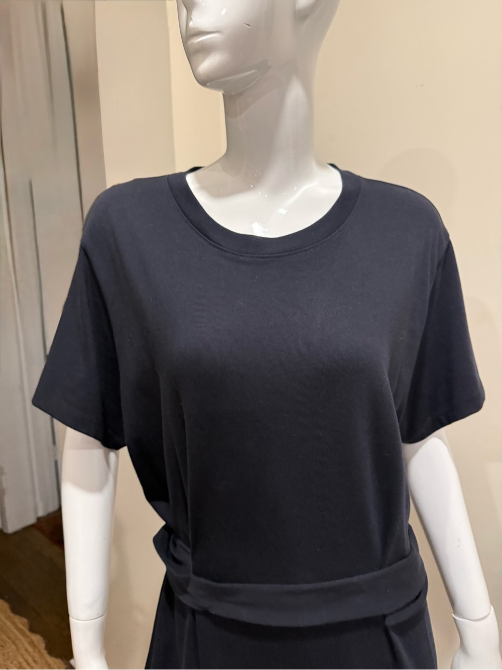 Vince Black Short Sleeve Belted Tunic Top Dressy Minimalist - Picture 2 of 10